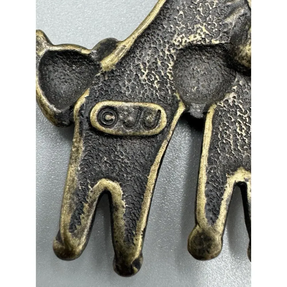Vintage JJ Jonette Jewelry 3 Cats‎ Trio W/ Long Tails Aztec Design Brooch READ